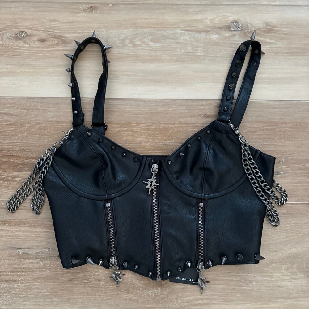 Dolls Kill Darker Wavs Downbeat Spiked Corset Top S